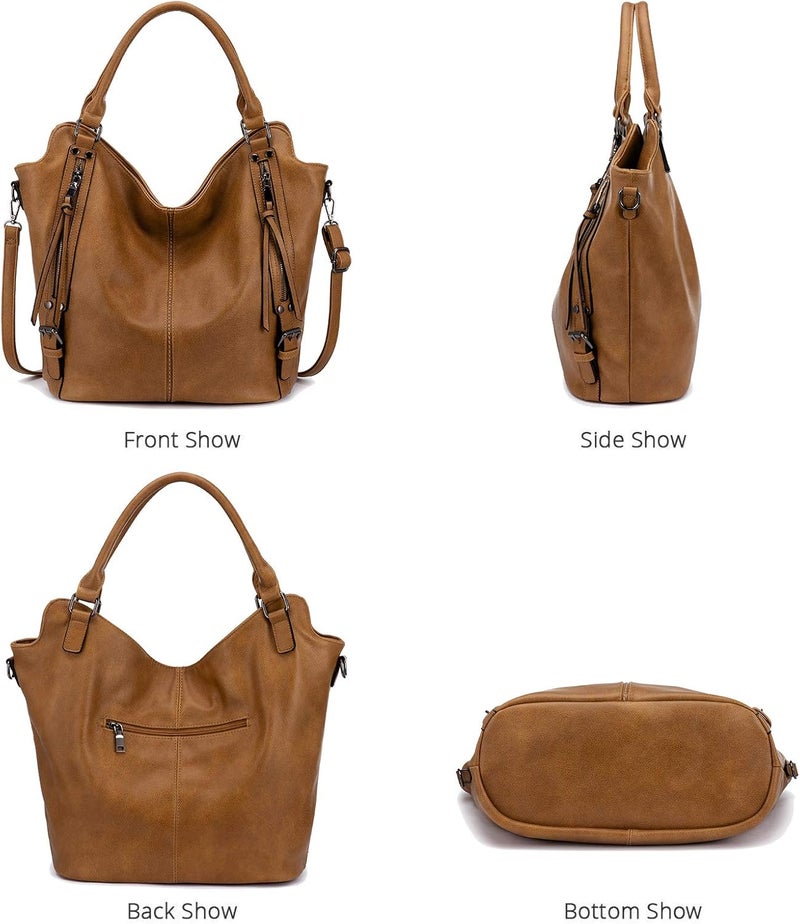 Realer Tote Bag for Women PU Leather Shoulder Bags Fashion Hobo Bags Large Purse and Handbags with Adjustable Shoulder Strap - Image 4